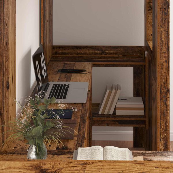 vidaXL Divstāvu gultas rāmis ar galdu Vecs koks 75 x 190 cm