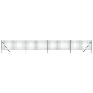 vidaXL stiepļu žogs, zaļ&scaron;, 1x10 m, cinkots tērauds