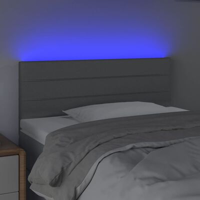vidaXL gultas galvgalis ar LED, 90x5x78/88 cm, gaiši pelēks audums