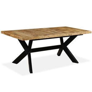 vidaXL virtuves galds, 180 cm, mango masīvkoks un tērauda kājas