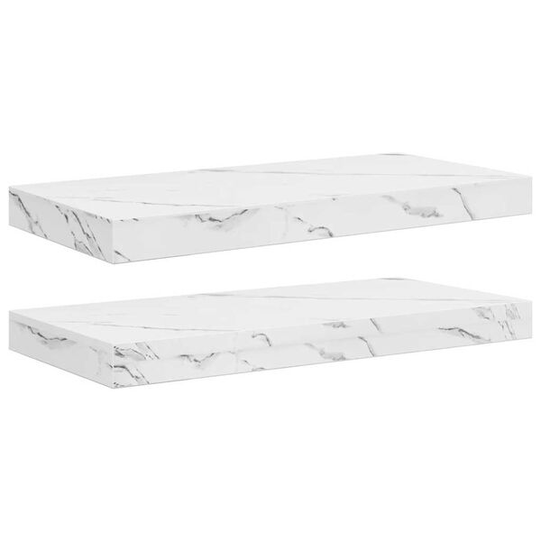 vidaXL Sienas plaukts 2 pcs Balts marmors 50 x 23,5 x 4 cm