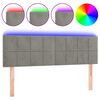 vidaXL gultas galvgalis ar LED, 144x5x78/88 cm, gai&scaron;i pelēks samts