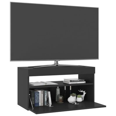 vidaXL TV skapītis ar LED lampiņām, melns, 75x35x40 cm
