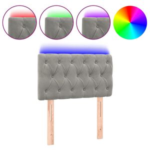 vidaXL gultas galvgalis ar LED, 80x7x78/88 cm, gai&scaron;i pelēks samts