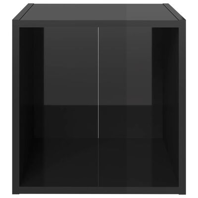 vidaXL TV plaukti, 4 gab., spīdīgi melni, 37x35x37 cm, skaidu plāksne