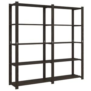 vidaXL 5-līmeņu glabā&scaron;anas plaukts, melns, 170x38x170 cm, priedes koks