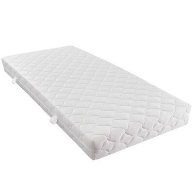 vidaXL gulta ar matraci, balta, 90x200 cm, mākslīgā āda