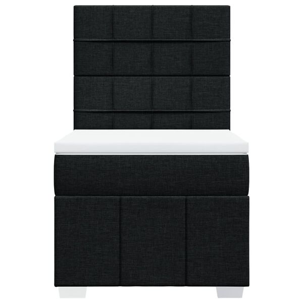 vidaXL atsperu gultas rāmis ar matraci, melna, 90x200 cm, audums