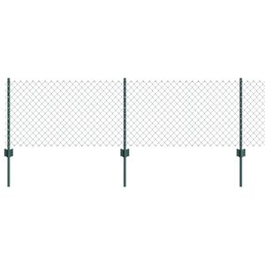 vidaXL Iek&scaron;ējais žogs ar stabu 10 x 0,6 m PVC pārklāts tērauds Zaļa