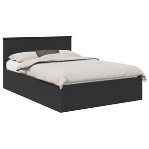vidaXL Gultas rāmis Melna 150 x 200 cm Inženierijas koks