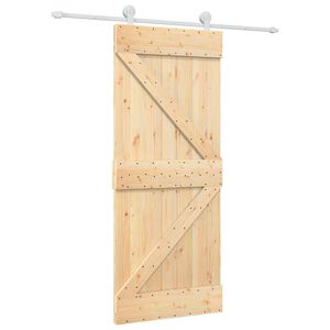 vidaXL Slīdo&scaron;ās durvis 85 x 210 cm Cieta priedes koks (neapstrādāts)