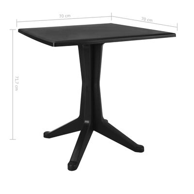 vidaXL dārza galds, antracītpelēks, 70x70x71,7 cm, plastmasa