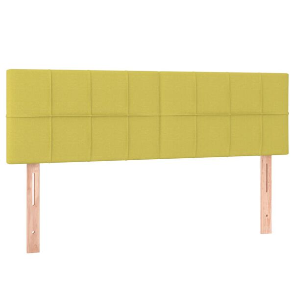 vidaXL gultas galvgalis ar LED, 144x5x78/88 cm, zaļ&scaron; audums