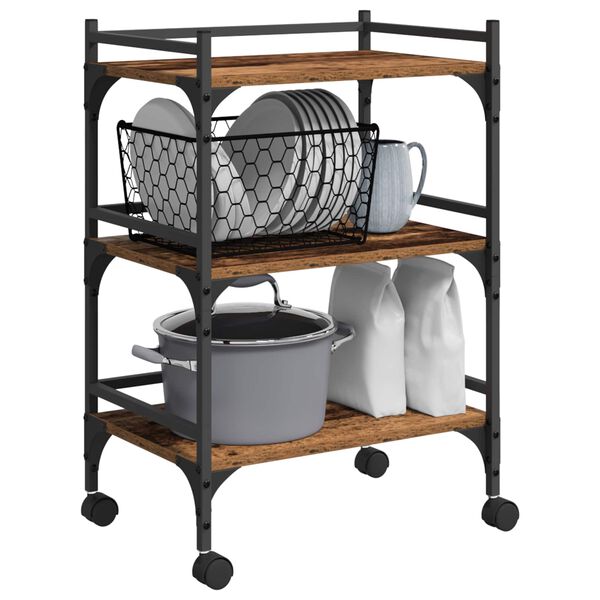 vidaXL Virtuves ratiņ&scaron; Vecs koks 50 x 35 x 75.5 cm Inženierijas koks