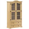 vidaXL skapis ar stikla durvīm Corona, 99x43x187 cm, priedes koks