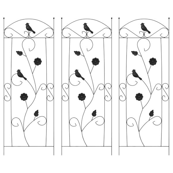 vidaXL Dārza žogs 3 pcs Melna 112 x 40 cm Tērauds