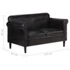 vidaXL divvietīgs dīvāns, melns dabīgā āda