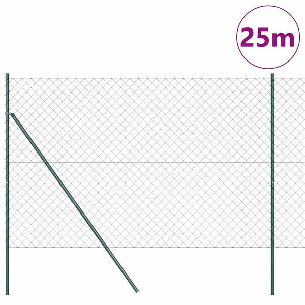 vidaXL Žoga āķis Zaļa 25 x 1,6 m (60 x 60 mm acs) Tērauds un PVC