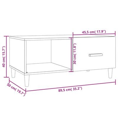vidaXL kafijas galdiņš, balts, 89,5x50x40 cm, inženierijas koks