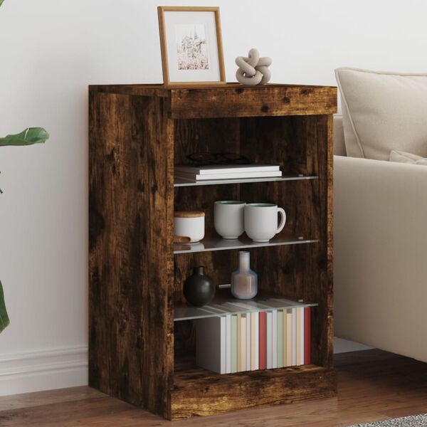 vidaXL kumode ar LED lampiņām, ozolkoka krāsa, 41x37x67 cm