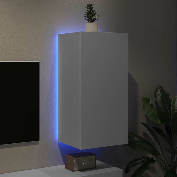 vidaXL TV galdiņ&scaron; ar LED lampiņām, balti, 40,5x35x80 cm