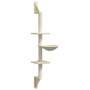vidaXL kaķu māja ar stabu nagu asinā&scaron;anai, 142,5 cm, krēmkrāsas