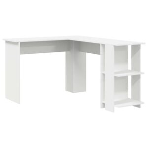 vidaXL Stūra rakstāmgalds Balts Inženierijas koks 140 x 113,5 x 75 cm