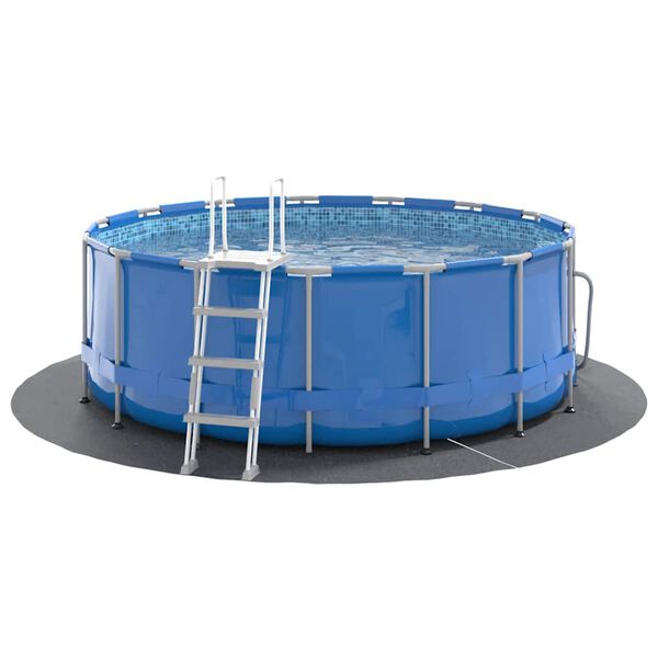 vidaXL baseina pamatnes aizsargs, gai&scaron;i pelēks, &Oslash;244 cm, ģeotekstils