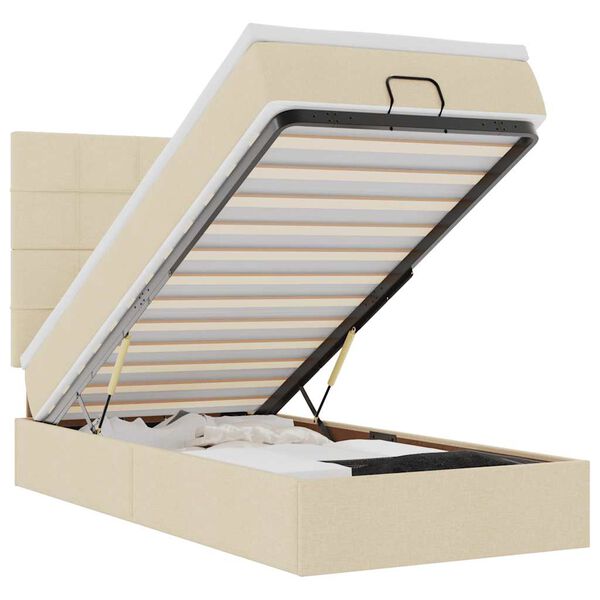 vidaXL Osmaņu gultas rāmis ar matrača krēma 80x200 cm audums