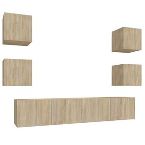 vidaXL 6-daļīgs TV skapī&scaron;u komplekts, ozola krāsa, inženierijas koks