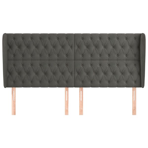 vidaXL galvgalis ar malām, 183x23x118/128 cm, tum&scaron;i pelēks samts