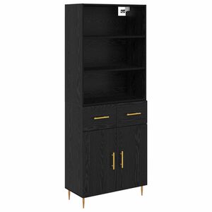 vidaXL Augstais skapītis Melns ozolkoks 69,5 x 34 x 180 cm