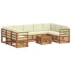 vidaXL Dīvāna komplekti 10 pcs Dabisks un krējuma Cietā akācijas koks