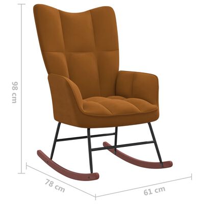 vidaXL šūpuļkrēsls ar kāju balstu, brūns samts