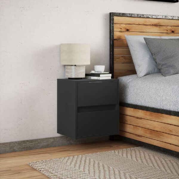 vidaXL sienas naktsskapī&scaron;i ar LED apgaismojumu, melni