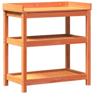 vidaXL stādī&scaron;anas galds ar plauktiem, brūns, 82,5x45x86,5 cm, priede