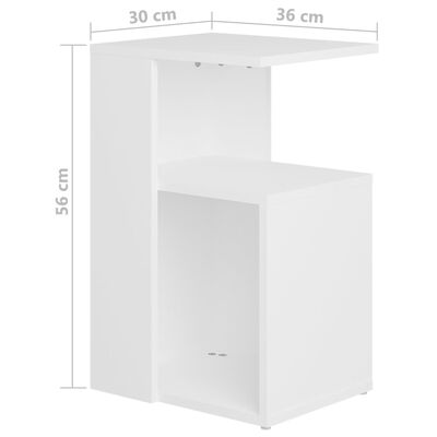 vidaXL galdiņš, balts, 36x30x56 cm, skaidu plāksne