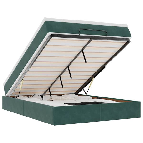 vidaXL Osmaņu gulta ar matraci, tum&scaron;i zaļ&scaron;, 140x200cm, samts