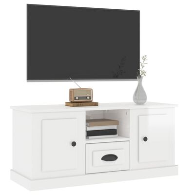 vidaXL TV skapītis, spīdīgi balts, 100x35,5x45 cm, inženierijas koks