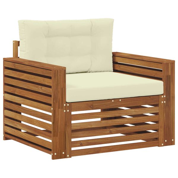 vidaXL Āra dīvānu komplekts Cieta akācijas koks un poliesters Dabiska