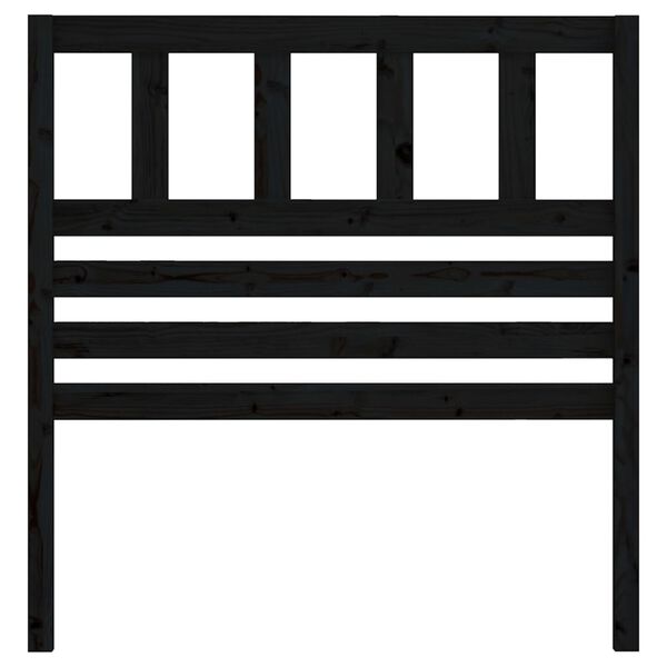 vidaXL gultas galvgalis, melns, 106x4x100 cm, priedes masīvkoks