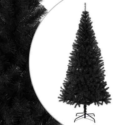 vidaXL mākslīgā Ziemassvētku egle ar statīvu, melna 240 cm, PVC