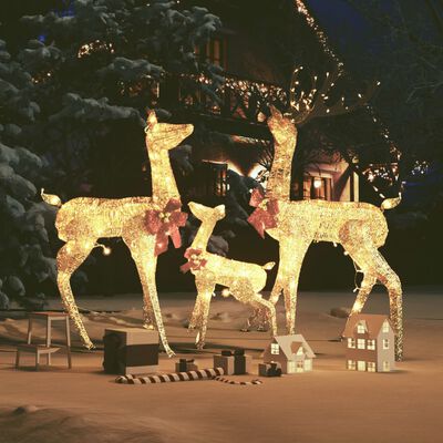 vidaXL ziemeļbriežu Ziemassvētku dekorācija, zelta krāsa, 201 LED