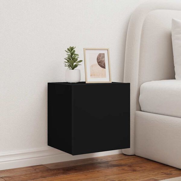 vidaXL TV galdiņ&scaron; ar LED lampiņām, melni, 40,5x35x40 cm