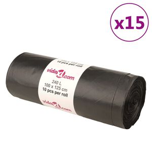 vidaXL atkritumu maisi, 150 gab., melni, 240 L