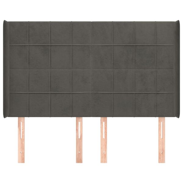 vidaXL galvgalis ar malām, tum&scaron;i pelēks samts, 147x16x118/128 cm