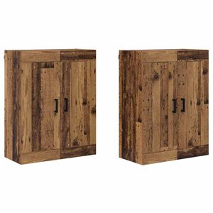 vidaXL Sienā uzstādāms skapis 2 pcs Vecs koks 69,5 x 34 x 90 cm