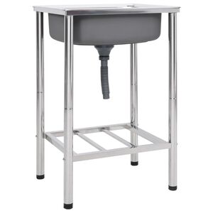 vidaXL kempinga izlietne ar vienu bļodu, nerūsējo&scaron;s tērauds