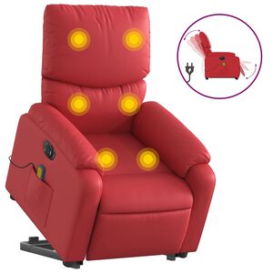 vidaXL elektrisks masāžas krēsls, paceļams, sarkana mākslīgā āda