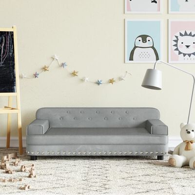vidaXL bērnu dīvāns, gaiši pelēks, 90x53x30 cm, samts